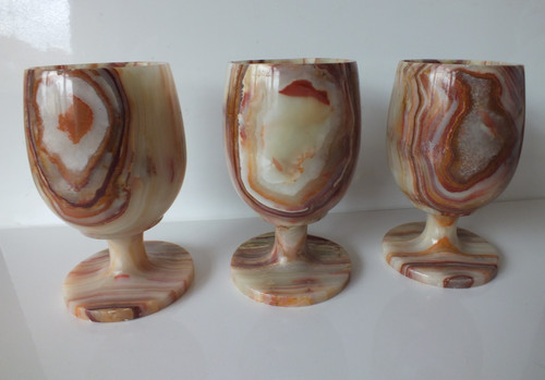 Vintage onyx goblets wine - 3,