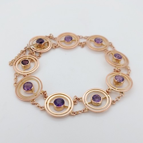 9ct gold amethyst bracelet - gold,