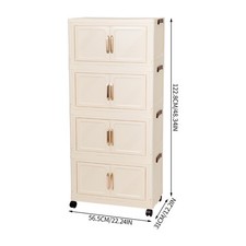 3/4/5 Tier Folding Storage Cabinet with Lid and Wheels Movable Storage Container