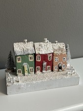3 Christmas Wooden Snowy Cottages. Handmade.