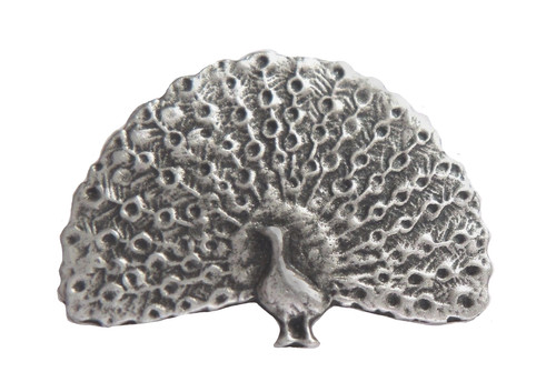 Peacock pewter pin - peacock, badge