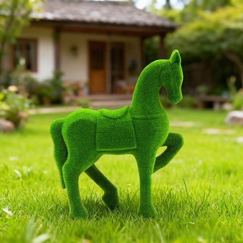 Resin horse with flocked - horse,