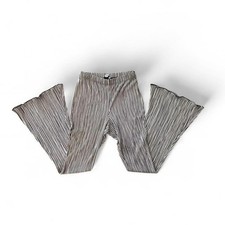 Metallic Pleated Flared Pants