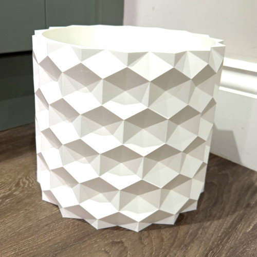 White geometric textured round - geometric,