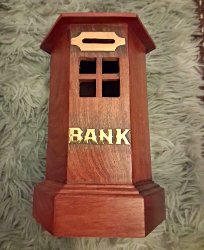 Vintage wooden moneybox - vintage,
