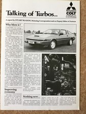 Mitsubishi 1985 Starion Colt etc. Turbo report
