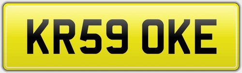 Karaoke number plate kr59 oke - number,