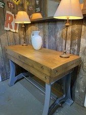 Oak Butchers Block With Cast Iron Table Base