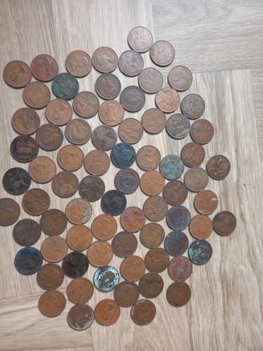 720grams old british pennies - old,