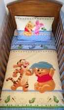 Disney Winnie the Pooh & Tigger Bedding blue set for cot bed pillowcase & duvet 