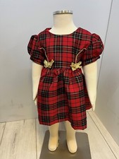 Holly red tartan - dress, gold