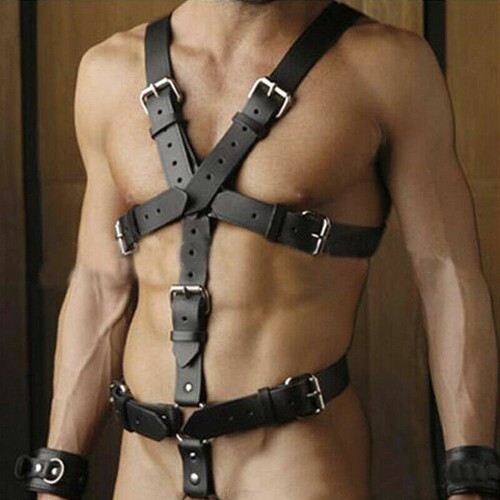 Leather men chest harness - harness, body