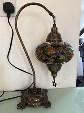 Turkish Moroccan Handmade Swan Neck Mosaic Desk Table Lamp Light Large Globe
