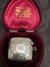 antique solid silver vesta box