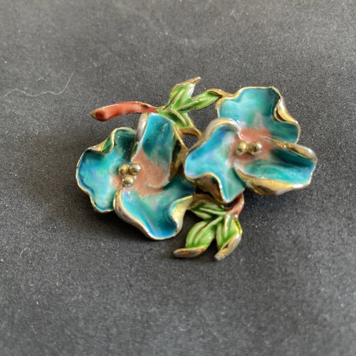 Vintage enameled flower brooch