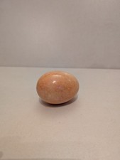Vintage Alabaster Hand Carved Decorative Egg Milky Peach Marble