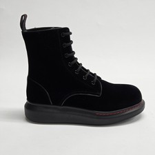 Alexander Mcqueen Hybrid Lace Up Boot Velvet Black  586395W4IKX1000 EU39 UK6