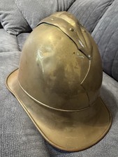 Vintage Brass Firemans Helmet Fire Brigade Firefighter Firemen