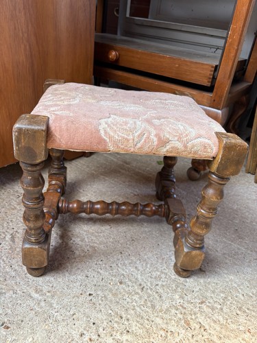 Vintage wooden frame footstool - vintage,
