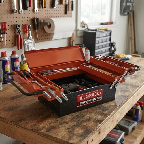 Red cantilever tool box with - box, 5