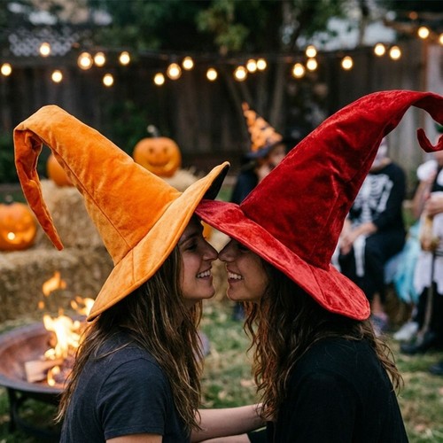 Halloween witch hat velvet - halloween,