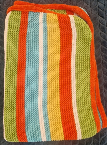 Knitted blanket stripes pram - knitted,