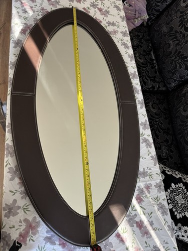 Brown leather oval framed - brown,