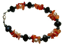 Real pearls carnelian agate corals hematite gem glass 925 silver catch bracelet