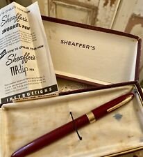 Rare Vintage 50s Sheaffer's Snorkel Fountain Pen Maroon 14ct Gold Box Instructio