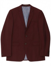 PIERRE CARDIN Mens 3 Button Blazer Jacket UK 38 Medium Burgundy Wool BN21