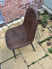 Suede Dining Chairs Brown Matt Metal Legs