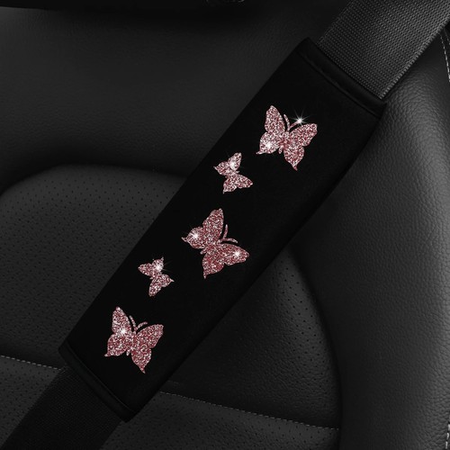 Glittery pink butterfly car - glittery,