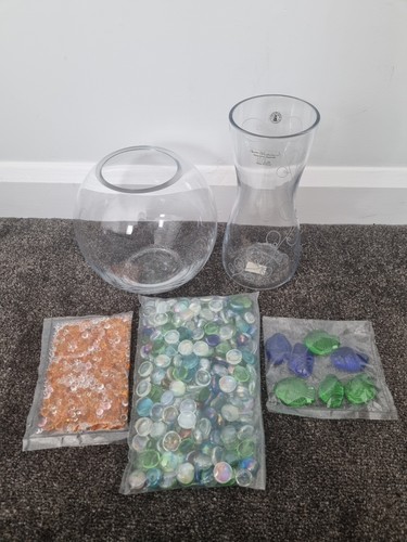 Ikea vase glass stones - glass, stones,