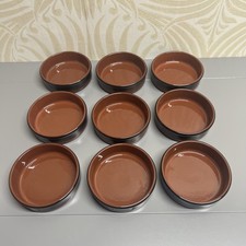 9 x Cermer Terracotta Brown Black Ramekins/Tapas Dishes- Dishwasher/Oven Safe.
