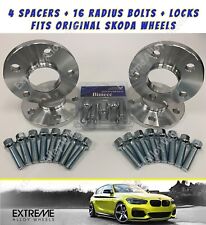 Alloy Wheel Spacers 15mm For Skoda Fabia Kamiq Rapid Scala + Bolts + Locks 57