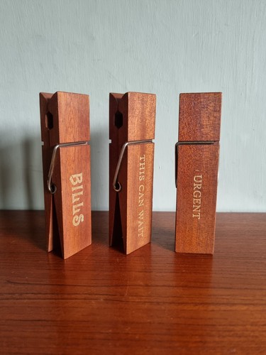 Vintage teak wooden reminder - 3,