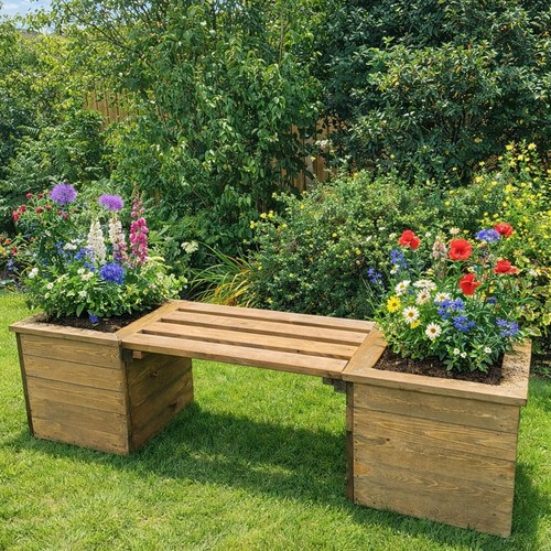 Garden planter bench - planter, wooden
