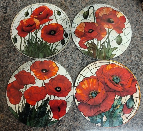 Set poppy coasters full - coasters.,