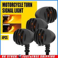 4Pcs Motorcycle Turn Signal Light With Grill Cover 3 Wires Retro 10mm Amber 12V