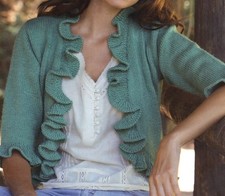 29 LADIES DK FRILLED SHRUG CARDIGAN 32-42" 81-107c VINTAGE KNITTING PATTERN COPY