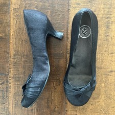 Black satin kitten heel