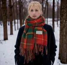 Ladies Winter Classic Tartan Plaid Warm Shawl Women Red Scarf Christmas Gift 