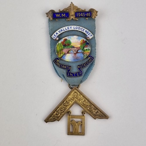 Antique metal enamel masonic - &,