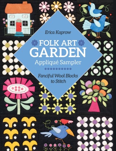 Folk art garden applique - garden,