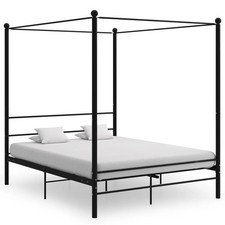 WALPLUS Black Metal Canopy Bed