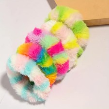 5PCS Fluffy Faux Fur Hair Scrunchies Soft Elastic Ponytail Holders Girls Women