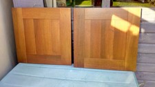 1 pair solid medium walnut shaker kitchen unit doors 583mm h x 596mm w-vgc