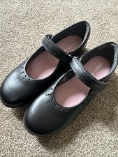 Start Rite Girls Black Mary Jane School Shoes Hook And Loop Size UK 2 F