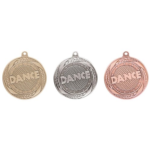 Dance medals and ribbons gold - and,