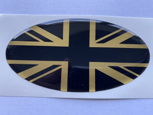 Gold black oval union jack - gold,